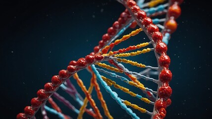 Detailed Illustration of DNA Featuring Double Helix Structure and Genetic Components for Educational and Scientific Use