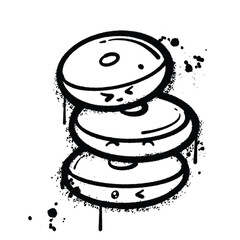 Vector graffiti spray donuts isolated on white background