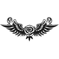 black tattoo design, wing