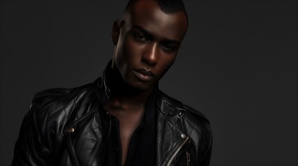 Obraz premium Portrait of fashionable black man in jacket.