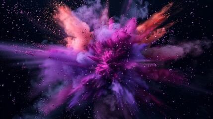 Explosion of colored powder on black background.