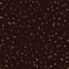 Seamless brown camouflage pattern with chaotic scattered small abstract shapes like rings, brackets, clamps. Random chaotic composition. For apparel, fabric, textile, sport goods.