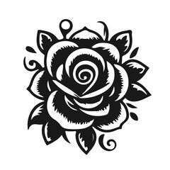 black tattoo design, rose