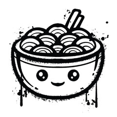 Vector graffiti spray ramen noodles isolated on white background
