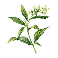 Watercolor of Lemon verbena, isolated on a white background, Lemon verbena vector