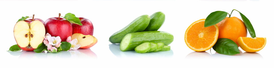  fresh collection sweet fruits isolated white background vegetables