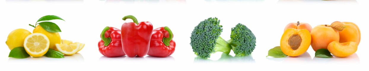  fresh collection sweet fruits isolated white background vegetables