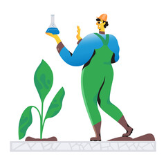 Scientist using biotechnology on a plant