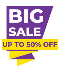 Big Sale Sticker Template. Discount Up to 50%. Vector Template Sticker Sale Promotion