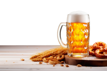 International beer day conceptual banner with mug of beer and transparent background