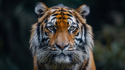 Naklejka premium A Majestic Tiger's Gaze In A Lush Forest Setting. Generative AI
