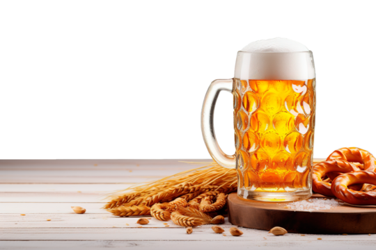 International beer day conceptual banner with mug of beer and transparent background
