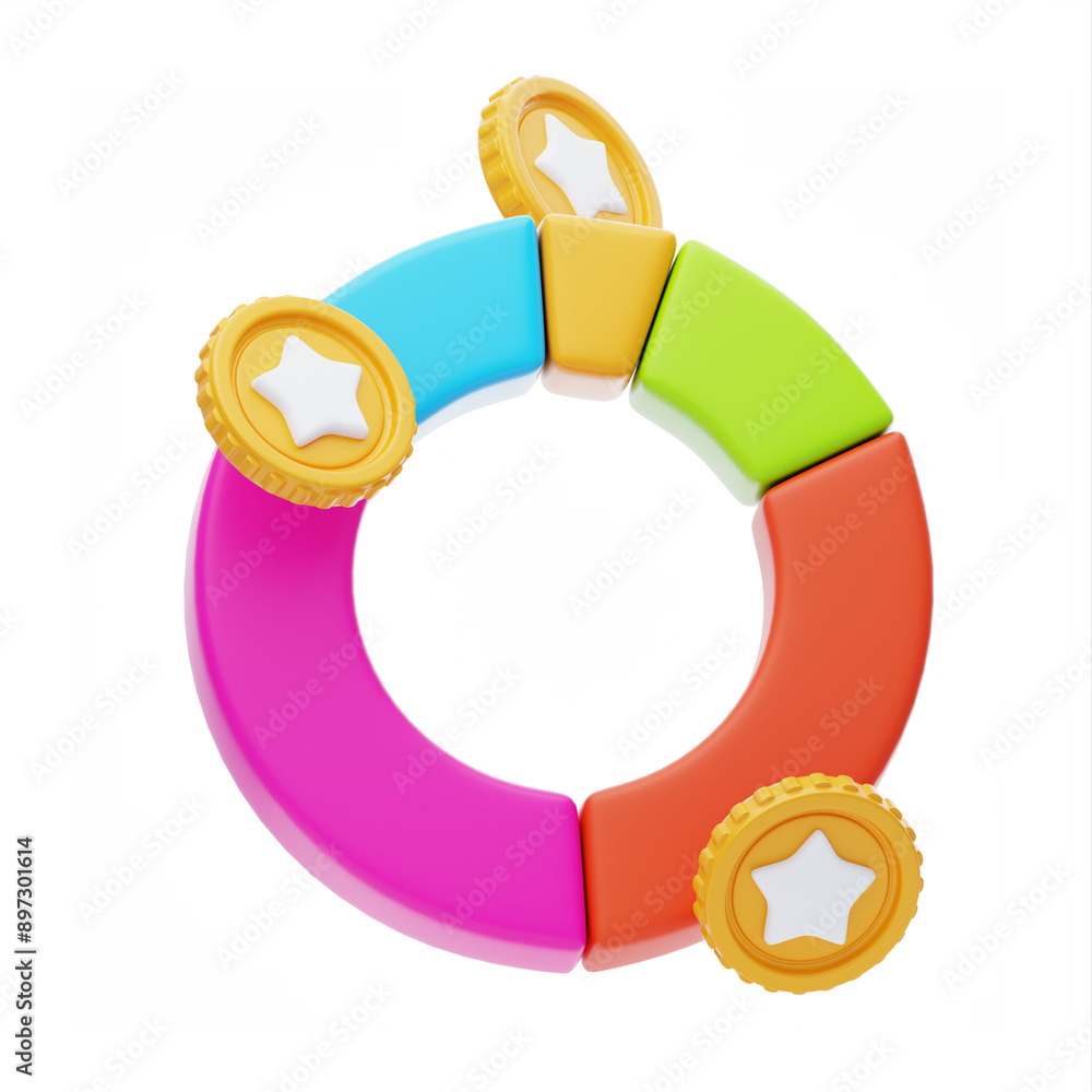 Poster 3d governance structure token allocation. 3d icon