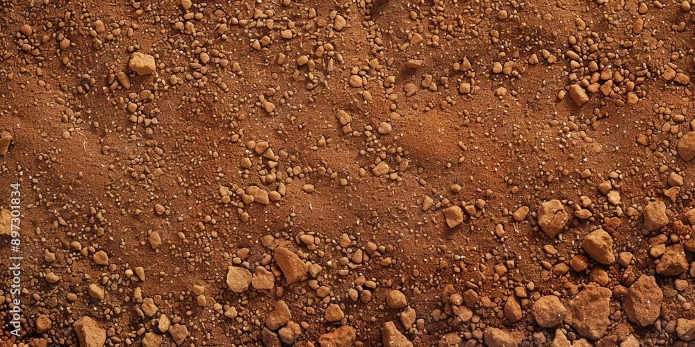 Poster a close-up shot of a dirty ground with visible rocks and texture