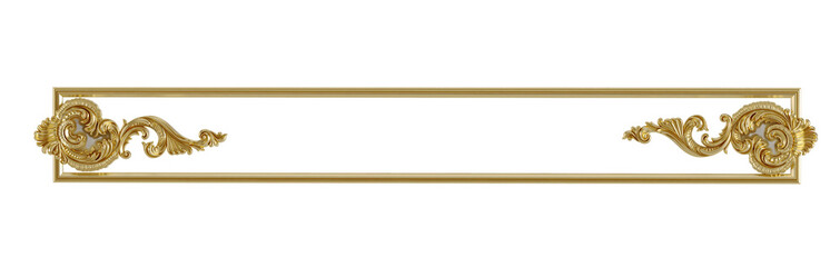 Decorative golden vintage frames, Golden baroque frame on transparent background.