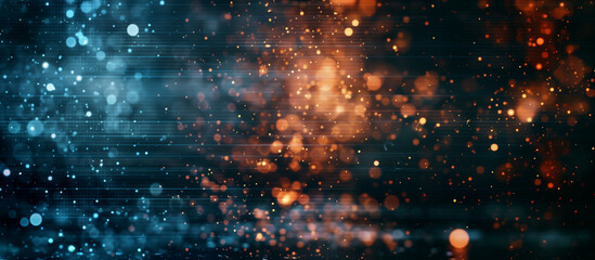 Fototapeta premium modern dark proffessional background; blue and orange lights; bokeh effect; widescreen backdrop