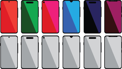 Realistic mobile phones mockup with transparent screen.eps10