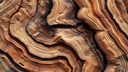 Close-Up View of Intricate Wood Grain Texture Pattern