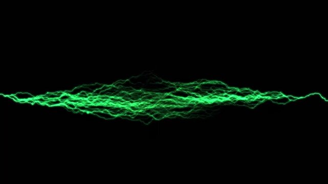 Overlay of 2 lightning bolts, Circle Lightning Graphic Element Glowing green