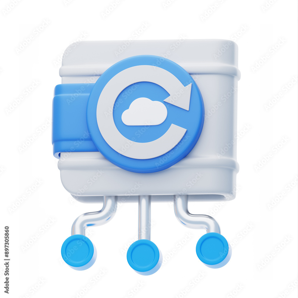 Poster 3d backup wallet copies of important data. 3d icon