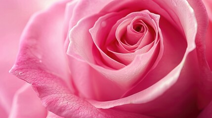 A close-up view of a pink rose with water droplets on its petals, great for beauty and nature themes
