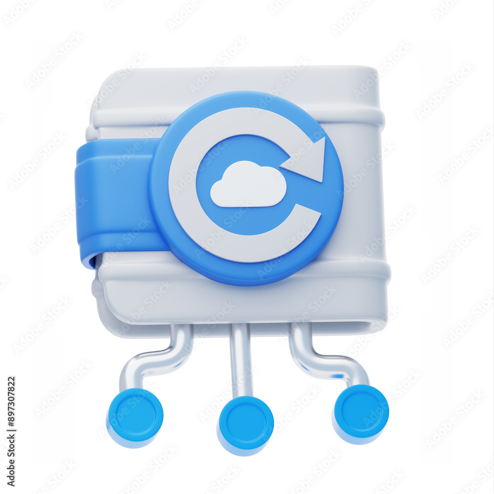 Poster 3d backup wallet copies of important data. 3d icon