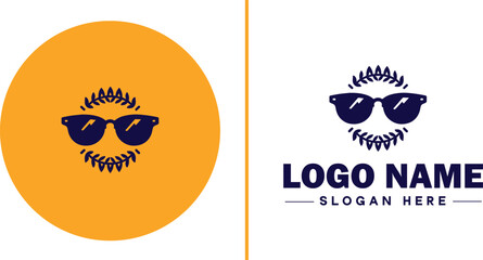 Eyewear brand icon Spectacle brand Eyeglass label Eyeglass maker flat logo sign symbol editable vector