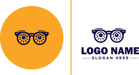 Eyewear brand icon Spectacle brand Eyeglass label Eyeglass maker flat logo sign symbol editable vector