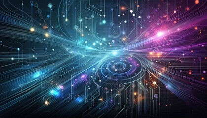 Obraz premium Cosmic Tech: Blue and Purple Space Background