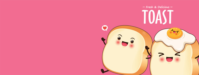 Vintage food poster design with toast egg character.