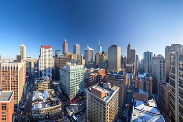 Aerial View of a Cityscape with Skyscrapers
