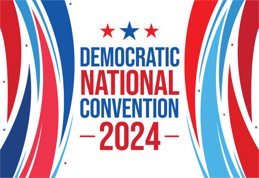 Upcoming Democratic National Convention 2024 Vector Design with shapes and Typography. DNC 2024 backdrop