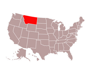 montana state map on USA map
