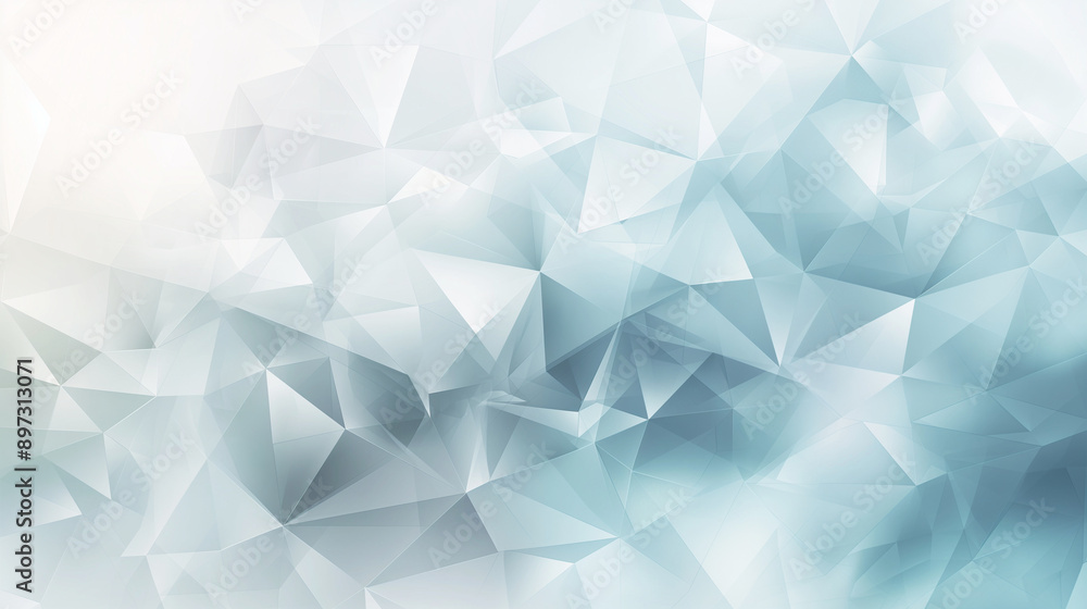 Poster artistic abstract background with light blue and white geometric shapes, complemented by a gradient 