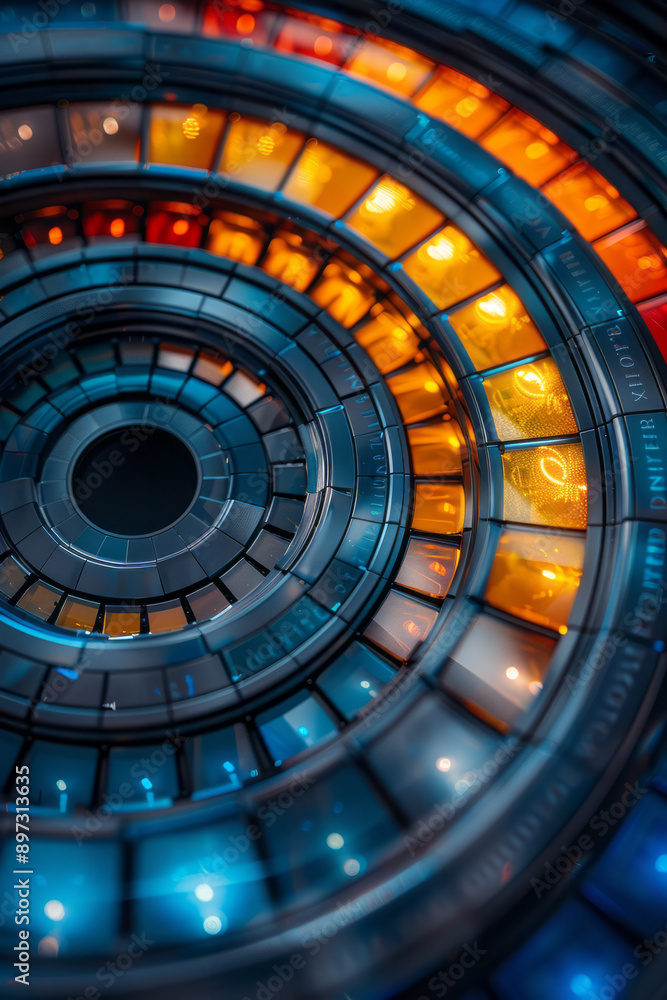 Poster a sleek animation of a segmented circle with rotating labels for different crops and their respectiv