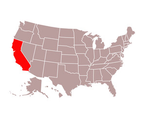 California  state map on USA map