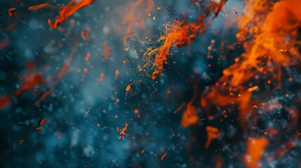 An abstract design featuring orange and blue splashes in motion, ideal for dynamic and creative backgrounds
