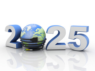 3d illustration 2025 New Year 