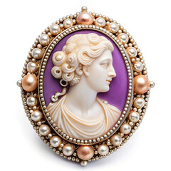 Antique brooch with a female portrait
