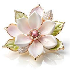 Beautiful flower-like brooch with pink petals