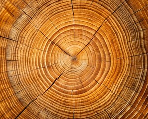 Naklejka premium A closeup of a tree trunks growth rings showcasing the circular pattern and texture of the wood