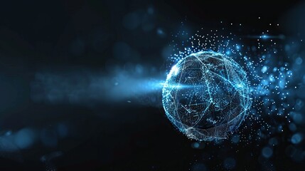 Global network connection. An ethereal blue global network with a vibrant light beam, symbolizing international communication and technological advancement.