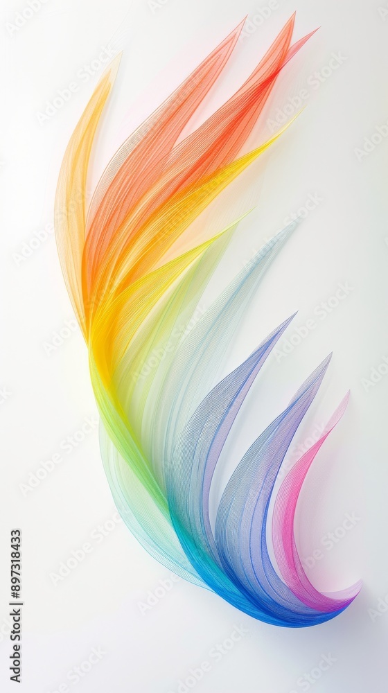 Poster colorful abstract flowing lines on white background