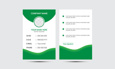 Fototapeta premium Modern Identity Card With Green Template.