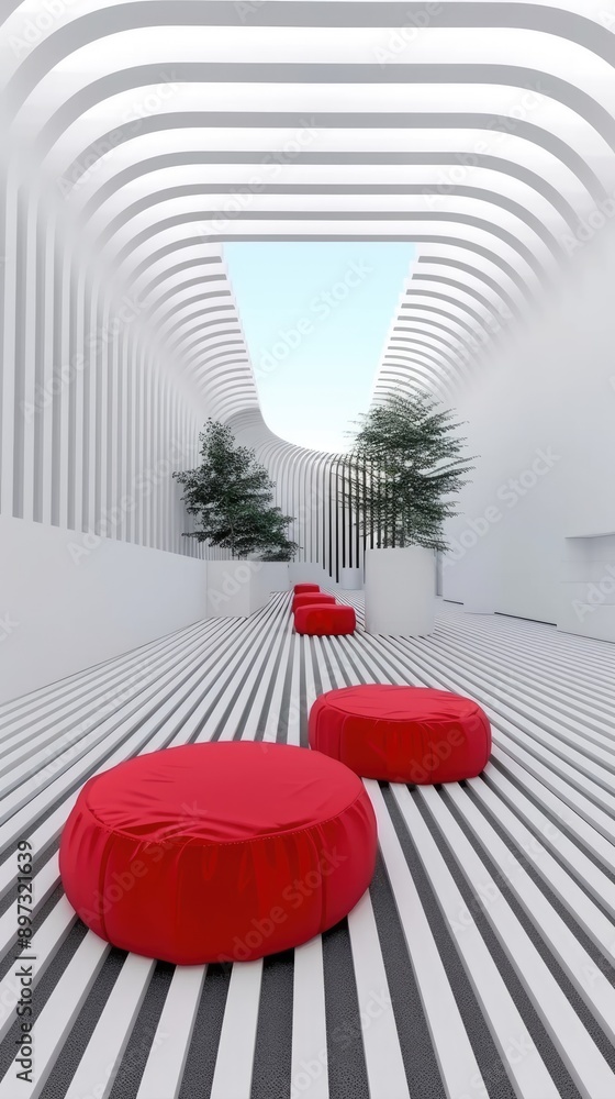 Aufkleber a wall made up of many rectangular white shapes of various sizes arranged in a vertical pattern