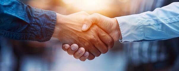Insurance agent shaking hands with a client, agreement and trust, successful deal