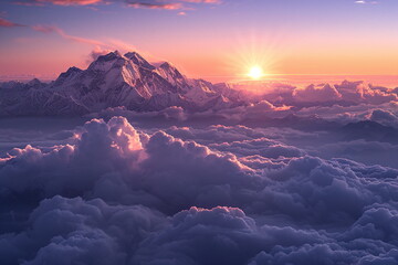 Fictional Himalayan Peaks Awash in Dawn's Glow Generated by AI