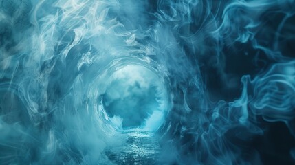 A mesmerizing underwater vortex, showcasing dynamic movement and ethereal light effects in a serene blue environment.