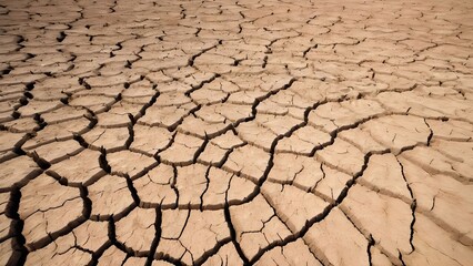 Cracked dry earth soil surface. Nature environment ground drought, desert land heat, climate change and global warming, hot summer weather