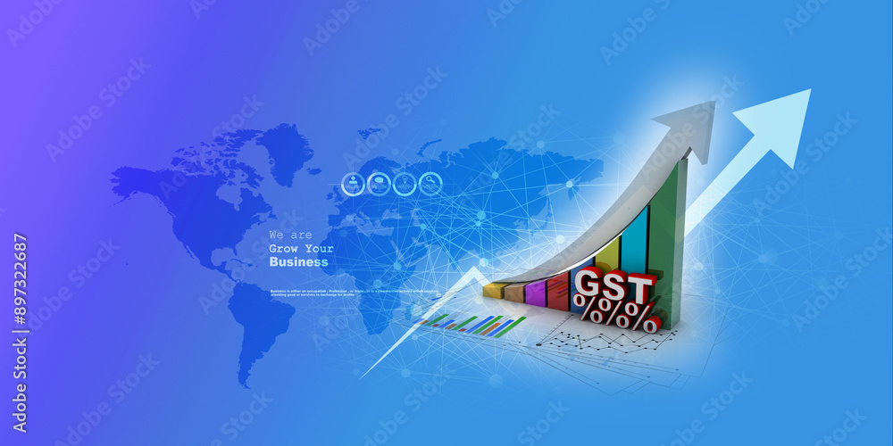 Sticker 3d illustration Stock market online business concept. business Graph 